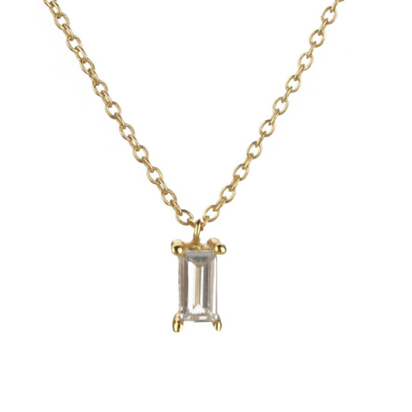 Silver Rectangular Stone Pendant Necklace - Image 6