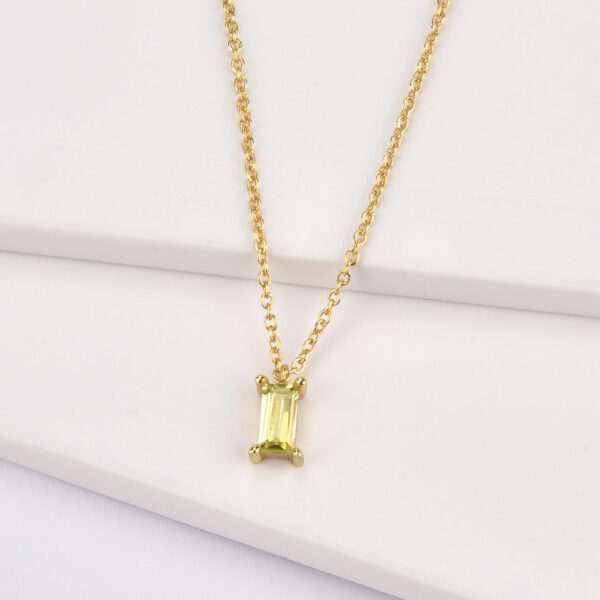 Silver Rectangular Stone Pendant Necklace - Image 7