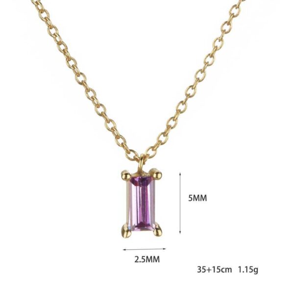 Silver Rectangular Stone Pendant Necklace - Image 8
