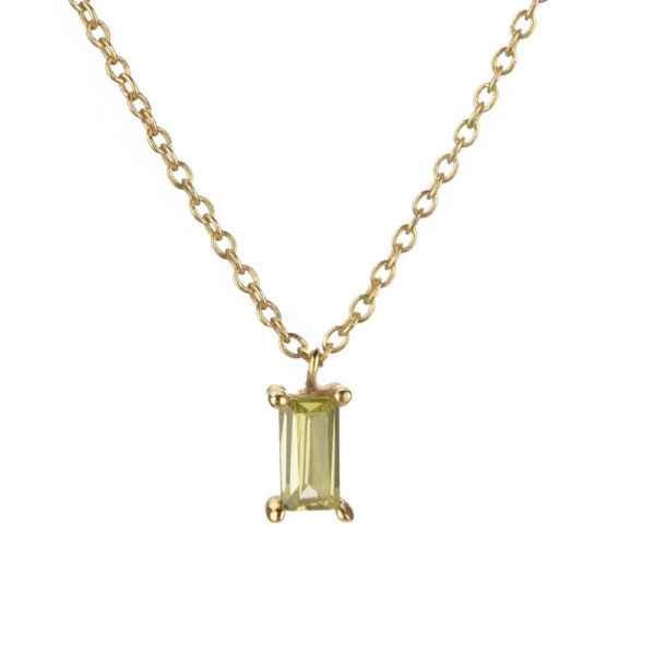 Silver Rectangular Stone Pendant Necklace - Image 9