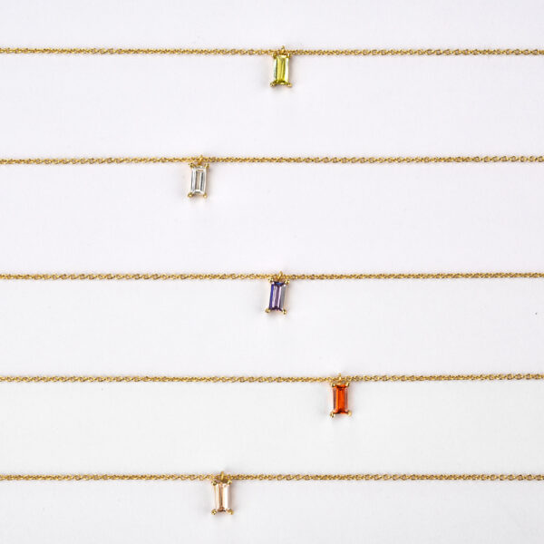 Silver Rectangular Stone Pendant Necklace - Image 5