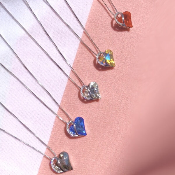 Sliver Heart Shaped Geometric Necklace - Image 2